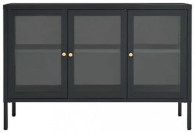 antracitszürke acél és üveg tálalószekrény 105 x 35 x 70 cm