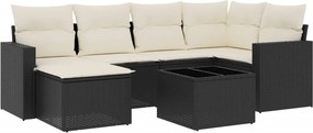vidaXL 7 részes fekete polyrattan kerti ülőgarnitúra párnával