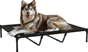 PawHut Hordozható Emelt Ágy Kutyáknak és Macskáknak Légáteresztő Hálózattal és Oxford Szövettel Benti és Kinti Használatra 122x92x23 cm Fekete | Aosom