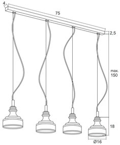 Argon 1650 - LED Csillár zsinóron TULUZA 4xLED/5W/230V
