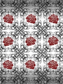 Fotótapéta Rózsa piros és fekete-fehér vinil 184x254 elegáns minta +ragasztó