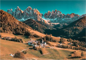 Fotótapéta Napsütötte falu a hegyekben 368x254 táj természet Kárpátok +ragasztó