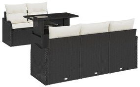 Kerti Kanapé Szett 6 pcs Fekete 100 x 55 x 73 cm Poli rattan