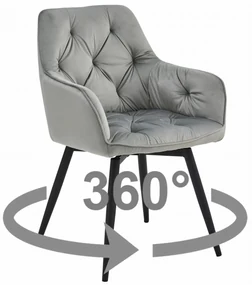 JORK360 VELVET világosszürke forgó étkezőszék