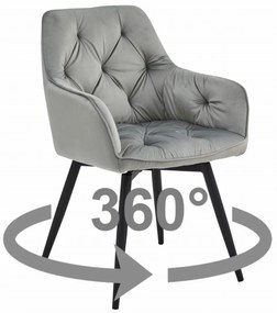 JORK360 VELVET világosszürke forgó étkezőszék