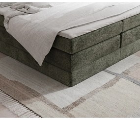 Sötétzöld ágyneműtartós boxspring ágy ágytámla nélkül 140x200 cm Juniper – Maison de Rêve