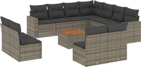 vidaXL 12 részes szürke polyrattan kerti ülőgarnitúra párnákkal