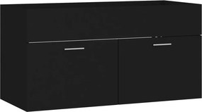 vidaXL fekete szerelt fa mosdószekrény 90 x 38,5 x 46 cm