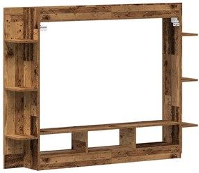 TV szekrény fali elhelyezés, régi fa 152x22x113 cm