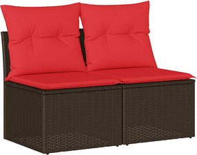 vidaXL 2 részes barna polyrattan akácfa kerti ülőgarnitúra párnákkal