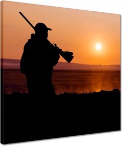 Vászonkép 40x40 Vadász a reggeli háttérben