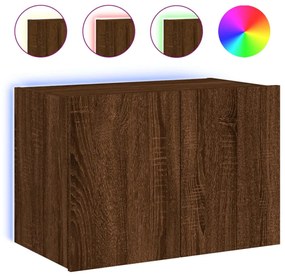 barna tölgyszínű fali TV-szekrény LED-del 60x35x41 cm