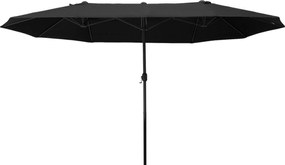 Outsunny Kétszárnyú Napernyő 455 x 265 cm, UV Védelem, Kézi Crank, Terasz- és Tengerparti Napernyő, Fekete | Aosom