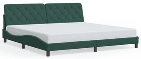 sötétzöld bársony ágykeret LED-világítással 200 x 200 cm