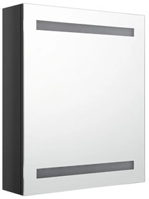 fényes fekete LED-es tükrös fürdőszobaszekrény 50 x 14 x 60 cm