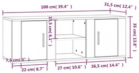 fehér szerelt fa TV-szekrény 100x31,5x35 cm