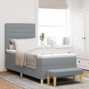 boxspring ágy matraccal és paddal, világosszürke, 80x200 cm, szövet