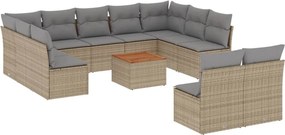 vidaXL 12 részes bézs polyrattan kerti ülőgarnitúra párnákkal