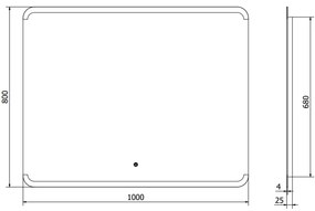 Mexen Nida, LED fürdoszobai tükör háttérvilágítással 100x80 cm, 6000K, páramentes, 9806-100-080-611-00