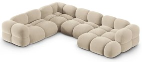 Bézs bársony sarokkanapé (bal oldali-U alakú) Loretto – Cosmopolitan Design