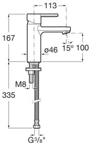Roca A5A3296C00 - Mosdócsaptelep + NAIA leeresztő, 16,7 cm, fényes króm