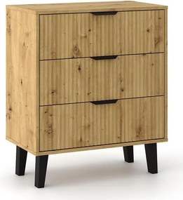 SCANDI 3S Slim komód 70x39x81.5 cm, tölgy-fekete