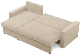 Zeus sarokkanapé, 2 ágyneműtartóval, egyenes kartámasz, kordbársony, univerzális oldal, bonell töltet, bézs