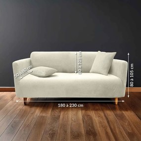Krémszínű háromszemélyes gumis kanapé huzat Sacha – douceur d'intérieur