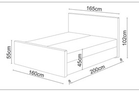 Franciaágy  Boxspring 140 cm Milagros 3 (bézs) (matraccal és tárolóhellyel). 1047243