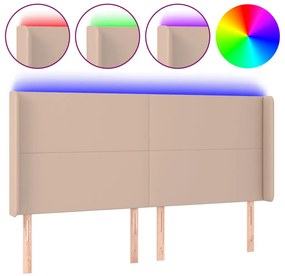 cappuccino műbőr LED-es fejtámla 183x16x118/128 cm