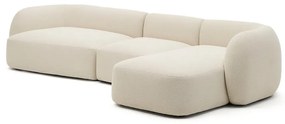 Krémszínű zsenília sarokkanapé (jobb oldali-heverő résszel) Martina – Kave Home