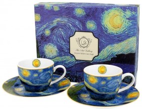 Porceláncsésze+alj 110ml, 2 személyes dobozban, Van Gogh: Csillagos éj