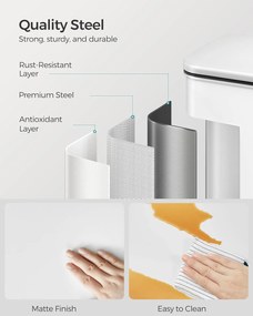 Konyhai szemetes 40l, nagy pedálos kuka 15 szemeteszsák mellékelve, fehér