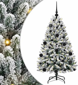 vidaXL Mű karácsonyfa 150 LED-del Zöld és Fehér 120 cm PVC és fém