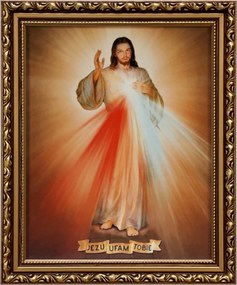 Vászonkép 29x24 Jézus Krisztus Jézus Bízom Benned Arany Díszített Keret