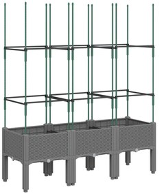 világosszürke PP rácsos kerti ültetőláda 120 x 40 x 142,5 cm