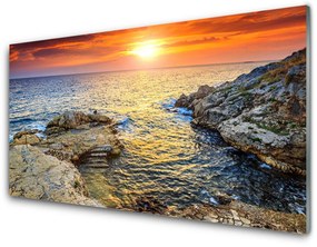 Üvegkép falra Sea Sun Landscape 120x60cm 2 fogas