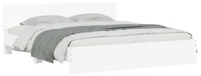 fehér ágykeret fejtámlával és LED-del 200 x 200 cm