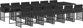 vidaXL 13 részes fekete polyrattan kerti ülőgarnitúra párnákkal