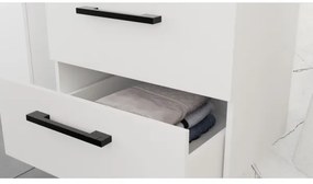 KATE mosdóval szerelt fürdőszobai szekrény + tükörszekrény + fali szekrény fehér