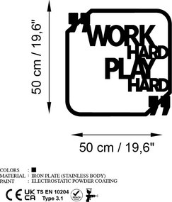 Work fém fali dekoráció, 50×50 cm – TR891TNL3374