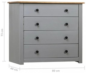 szürke Panama fenyőfa kisszekrény 80 x 40 x 73 cm