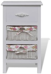 vidaXL fehér császárfa szekrény 1 fiókkal és 2 kosárral