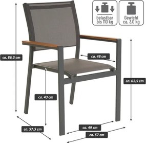 Kerti egymásra rakható fém szék 4 db szett antarcit