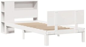 fehér tömör fenyőfa könyvespolcos ágy matrac nélkül 100x200 cm