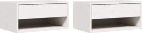 vidaXL Éjjeli asztal 2 pcs Fehér 50 x 32,5 x 24 cm Tömör fenyőfa