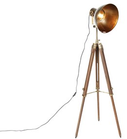 Ipari állványos állólámpa bronz fával - Mangó