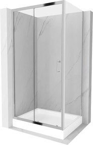 Mexen APIA, tolóajtós zuhanykabin 120 (ajtó) x 90 (fali) cm, 5mm átlátszó üveg, króm profil + fehér RIO zuhanytál, 840-120-090-01-00-4510