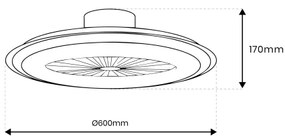 LED Dimmelhető mennyezeti lámpa ventilátorral ZEPHYR LED/48W/230V fekete + távirányító