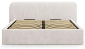 Fehér kárpitozott ágyneműtartós franciaágy ágyráccsal 180x200 cm Elizabeth – Micadoni
